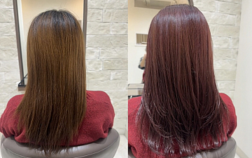 暖色ピンクカラー×レイヤーカット✄